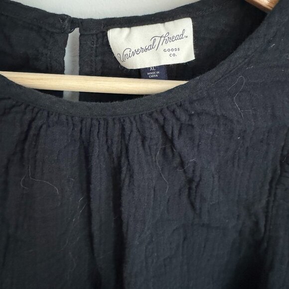 Universal Thread Black Textured Long Sleeve Blouse - Size Large - Picture 3 of 3